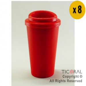 VASO TERMICO CAFE ROJO 300 CC X 8